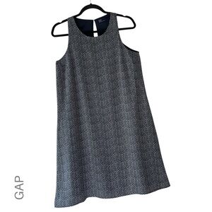 GAP | NWOT SLEEVELESS SLIP-ON DRESS NAVY BLUE WHITE POCKETS LINED | SMALL